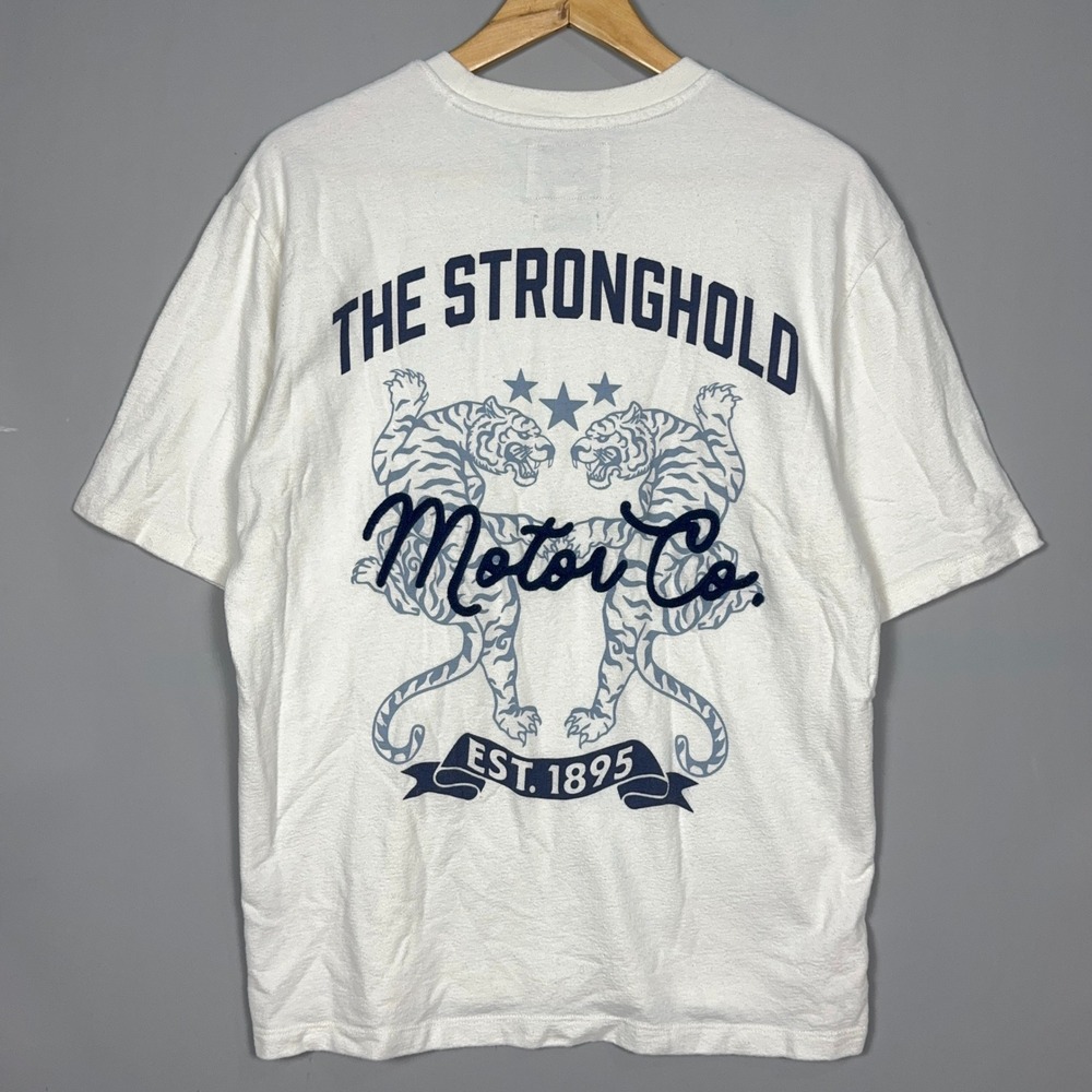 The Stronghold T-Shirt Mens Size Small White Biker Tiger Embroidered